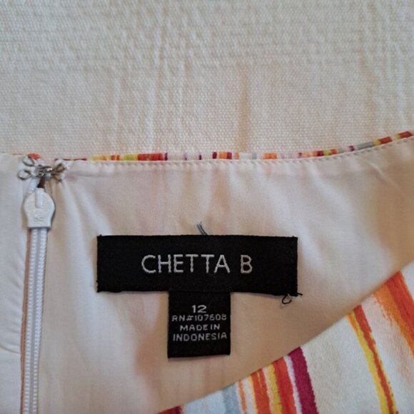 Chetta B women's size 12 verticle striped dress, bright multi color shift, NWT - Picture 2 of 8